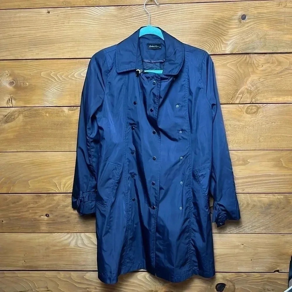 Barbara Rossi Women Navy Blue Double Breasted Lightweight Trench Coat S European
